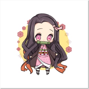 Chibi Kawaii Nezuko Kamado Posters and Art